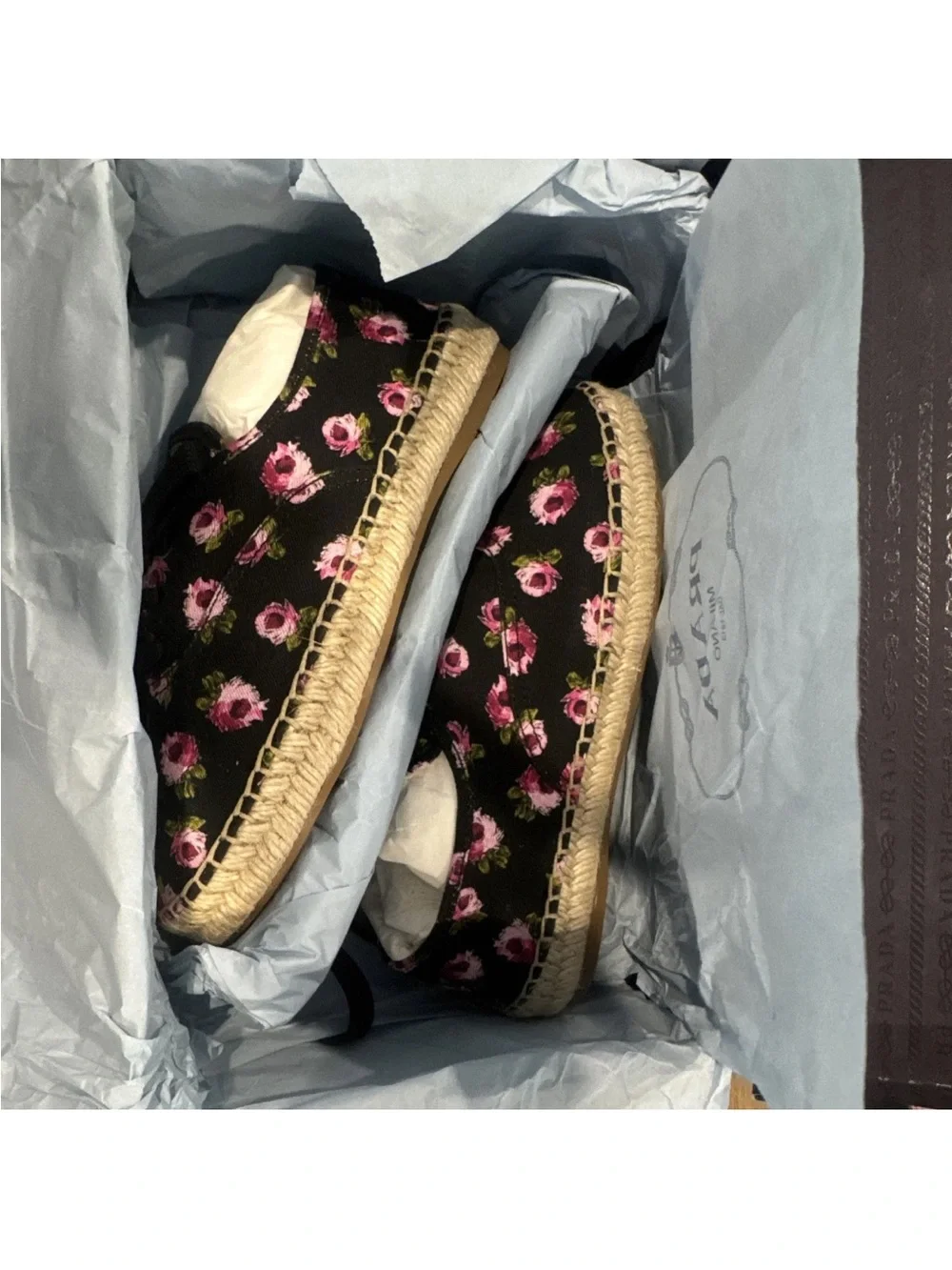 Black Floral Espadrille Slip-Ons